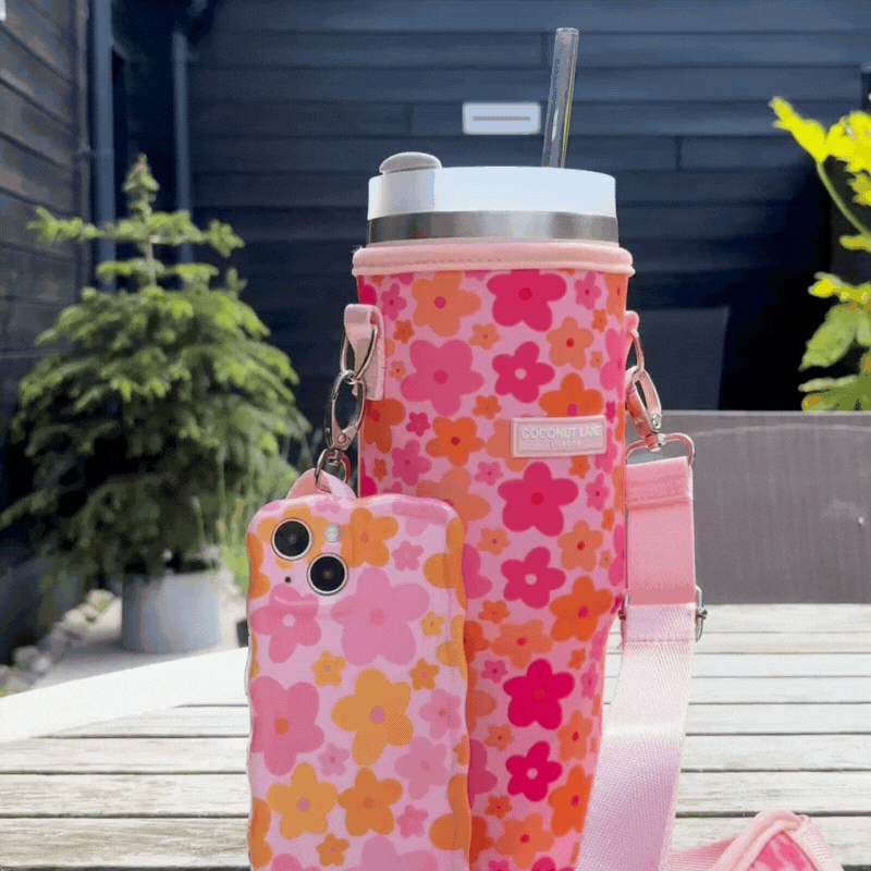 Tumbler draagtas - Pink & Orange Bloom