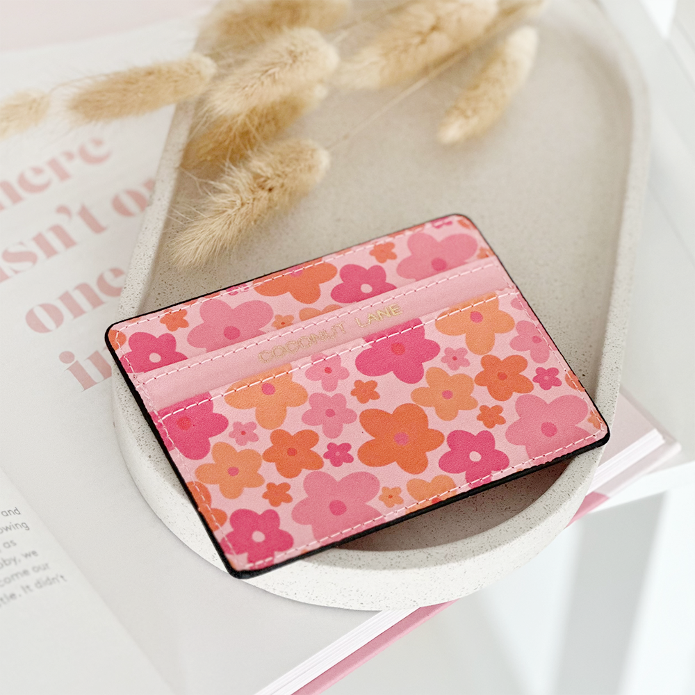 Roze en oranje Bloom kaarthouder