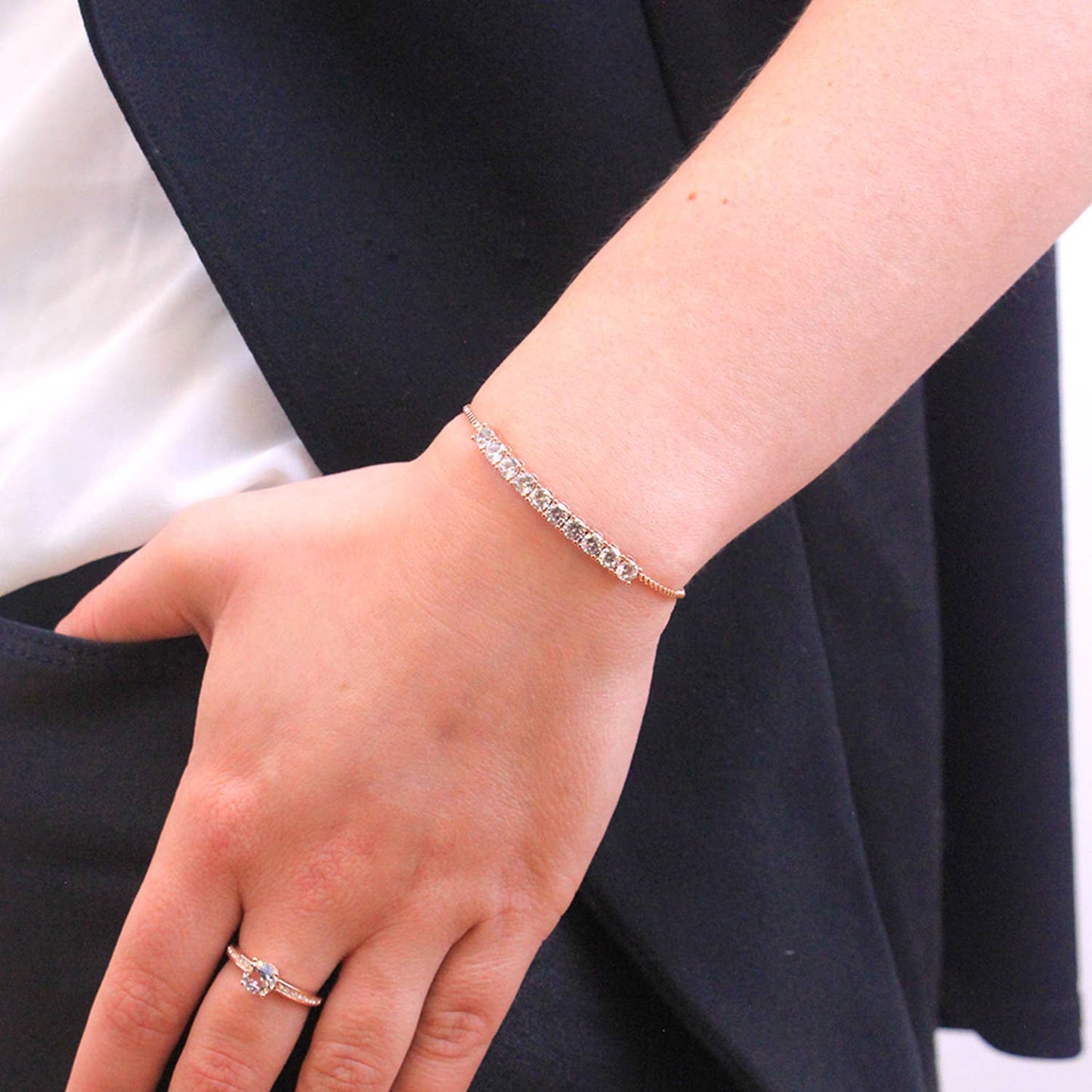 Elise Ring - Roségoud en kristal