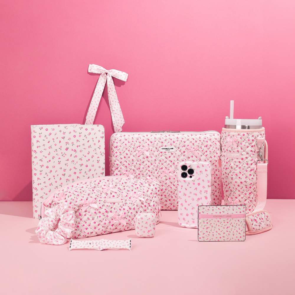 Magic Lifestyle Pouch - Gewatteerde roze aquarelbloemen