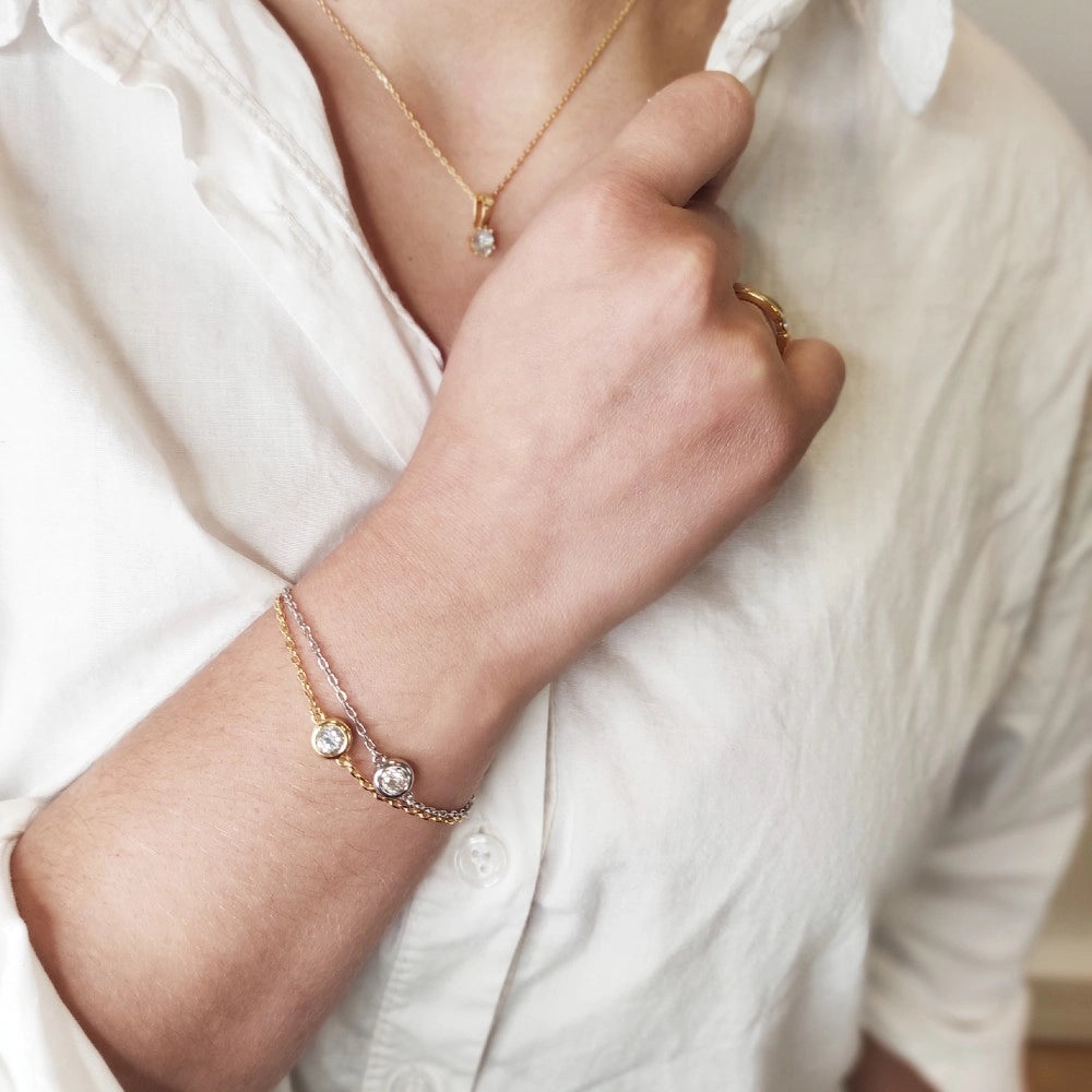 Geboortesteen armband zilver