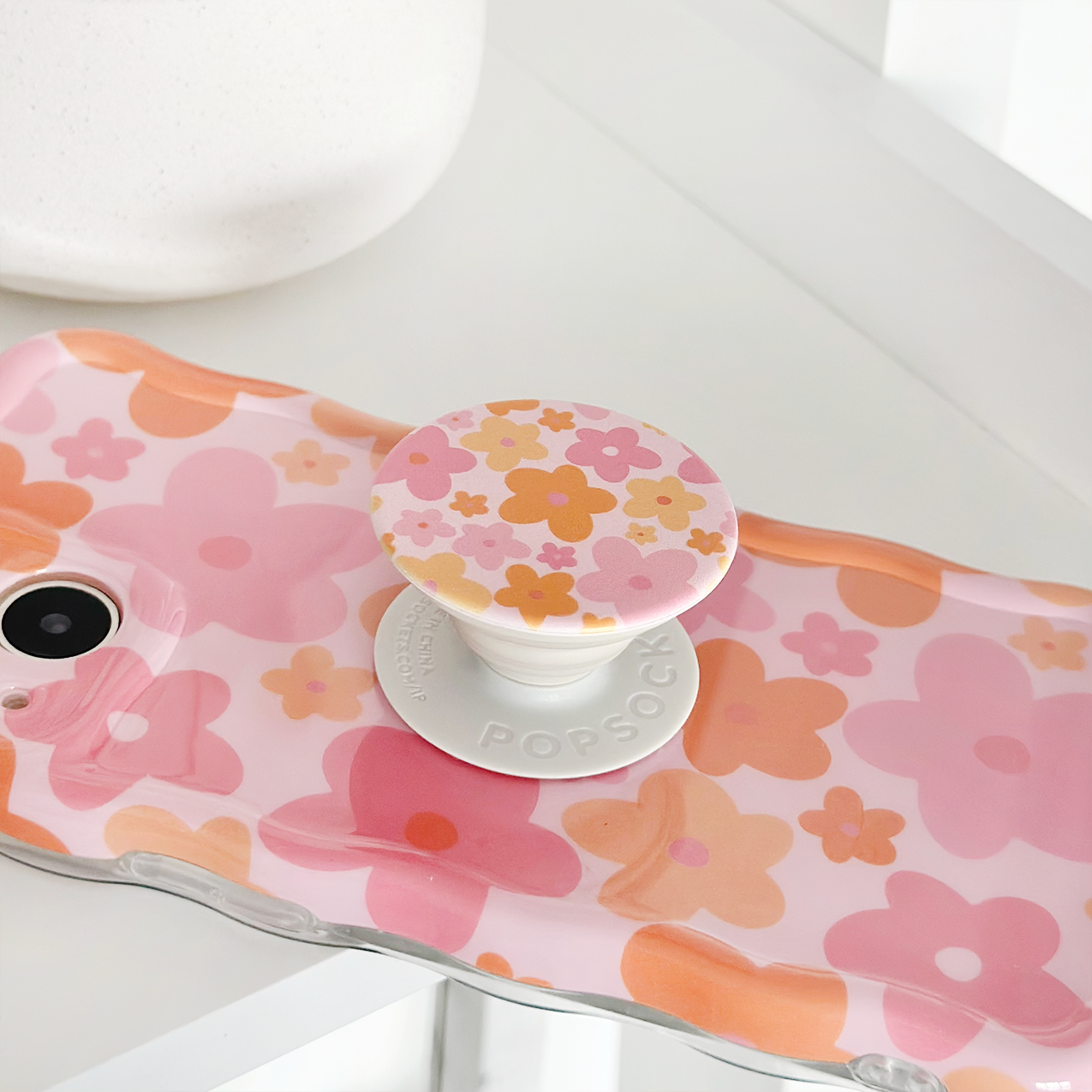 PopSocket Grip - roze en oranje bloei