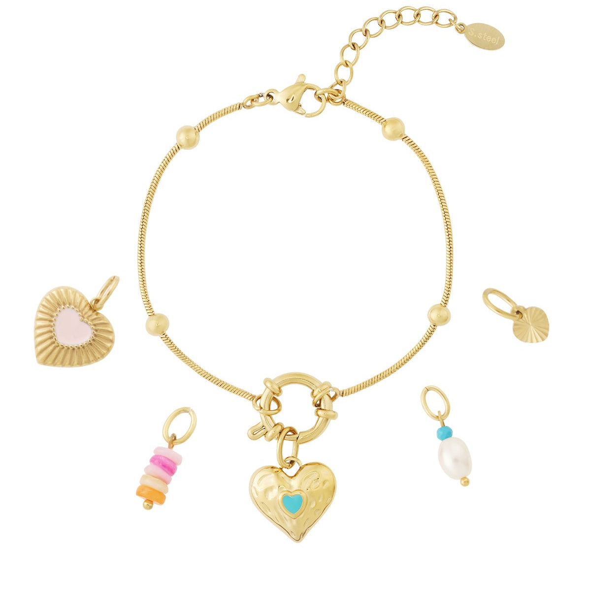 DIY schattige hart armband goud