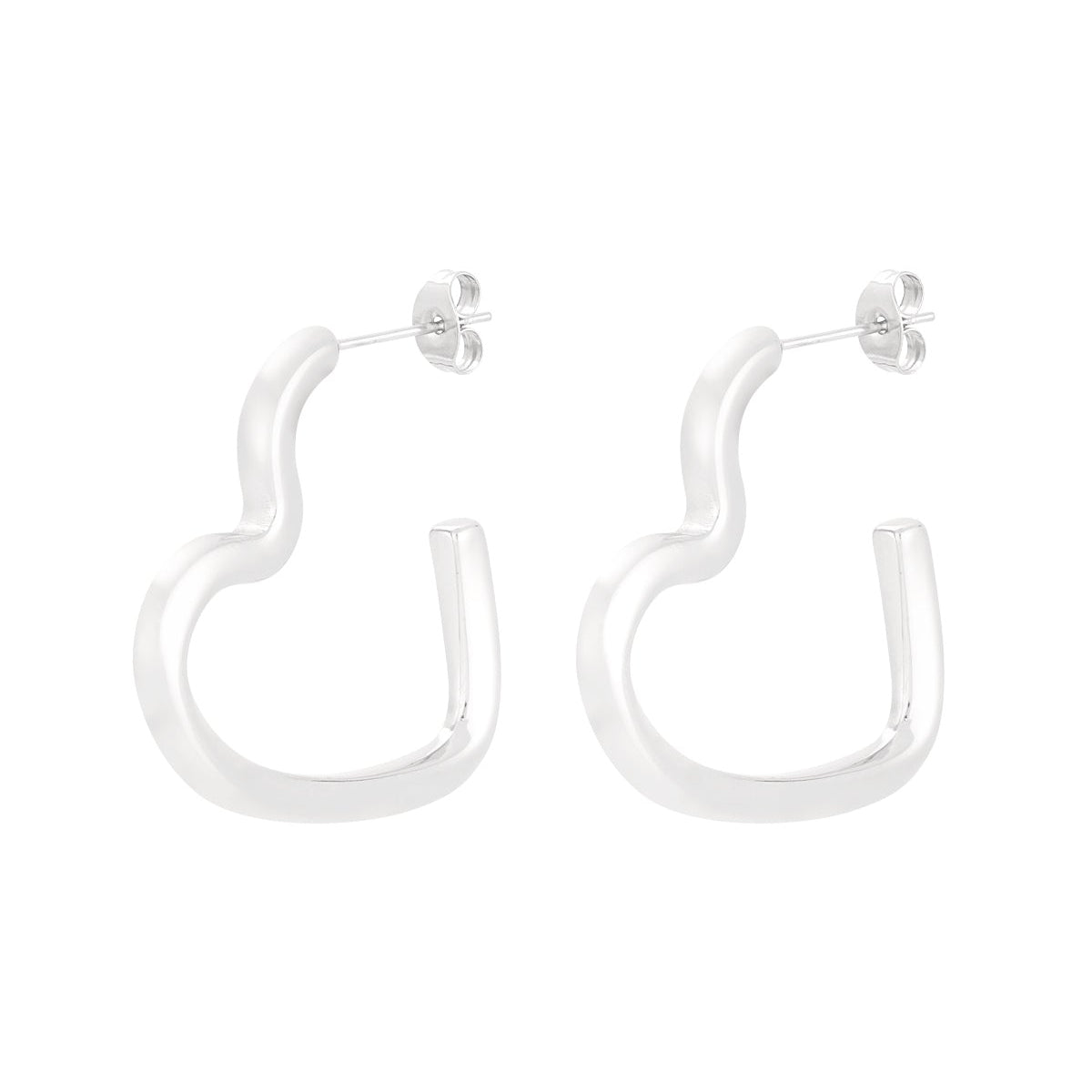 Gouden en zilveren open hart oorbellen