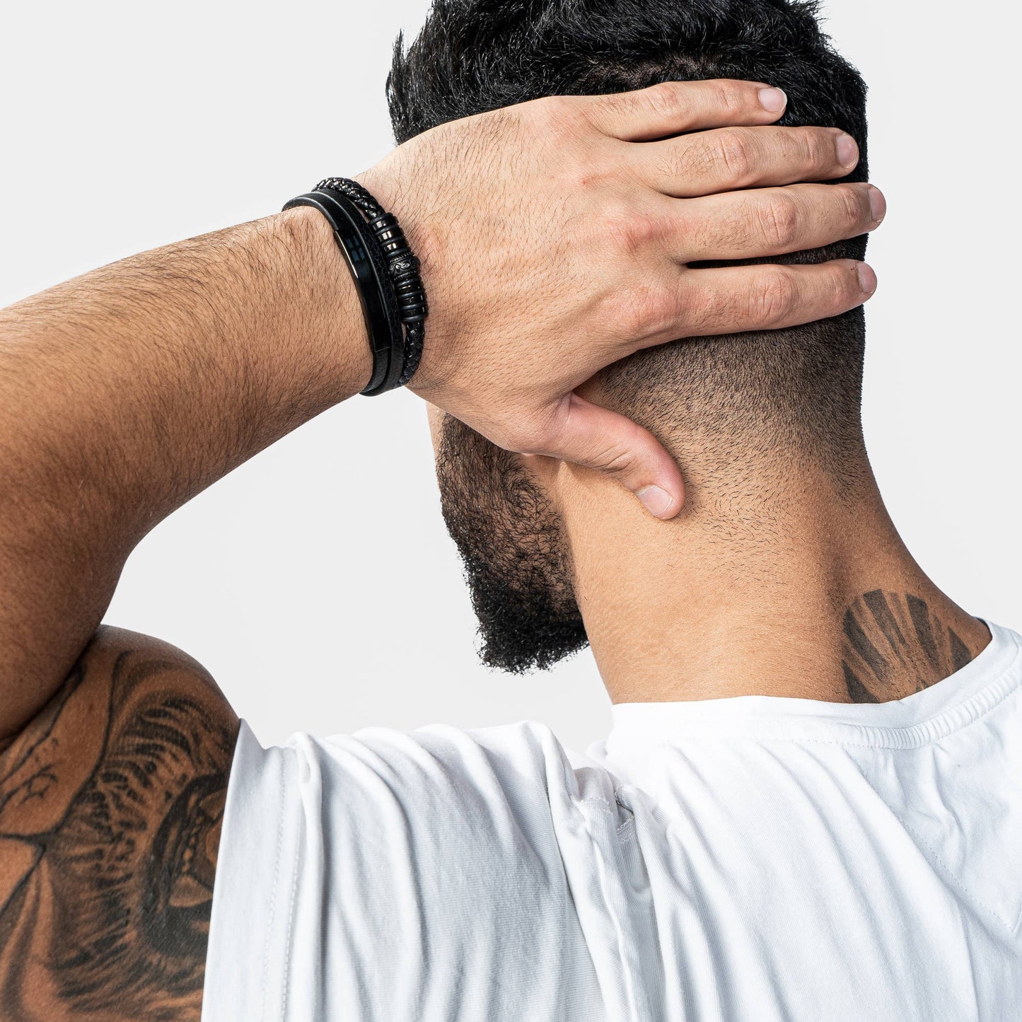 Leren armband „Shine” - zwart - B024