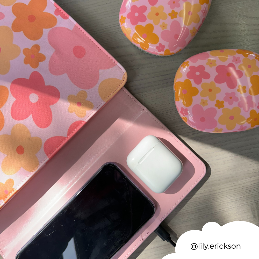 Laptophoes voor draadloos opladen - Pink & Orange Bloom