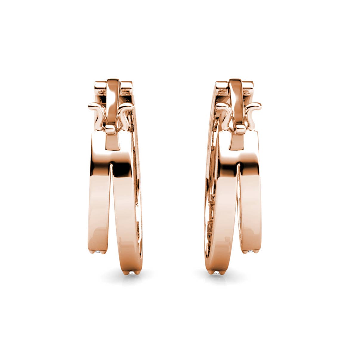 Circlet Duo oorbellen - roségoud en kristal