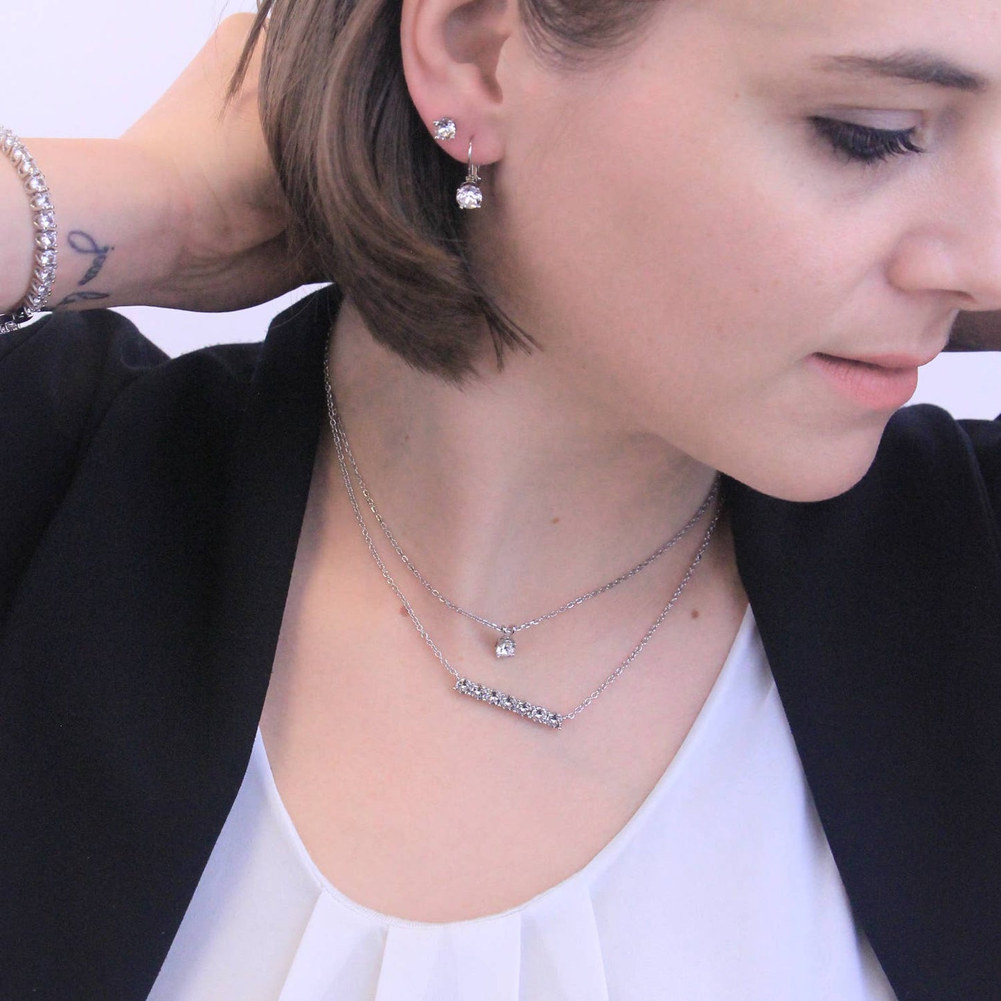 Ronde oorbellen - zilver en kristal