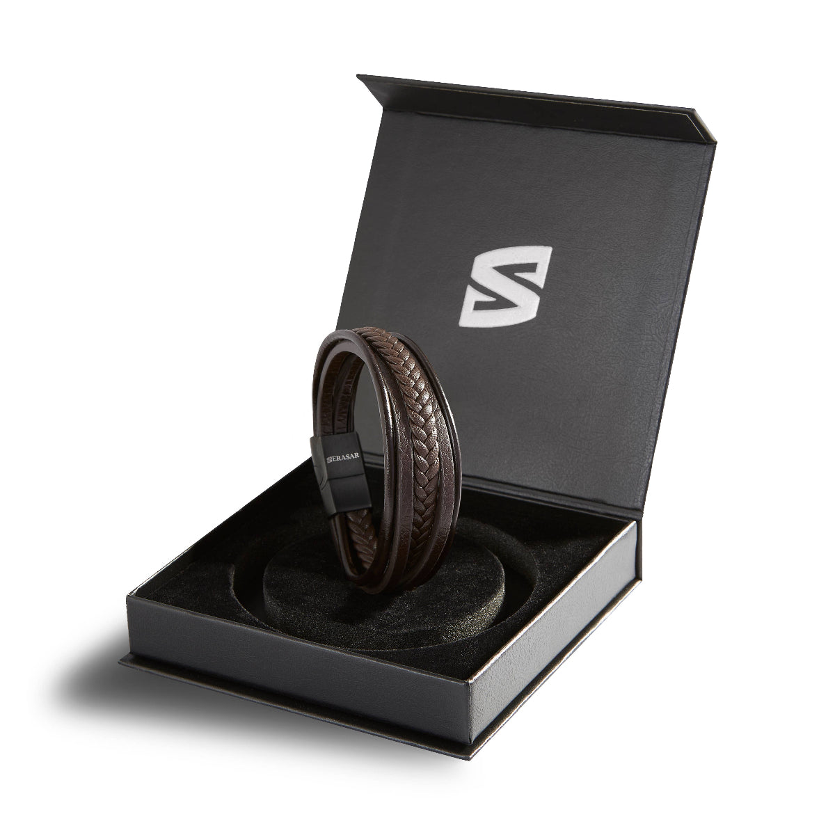 SERASAR, leren armband "Braid" voor heren