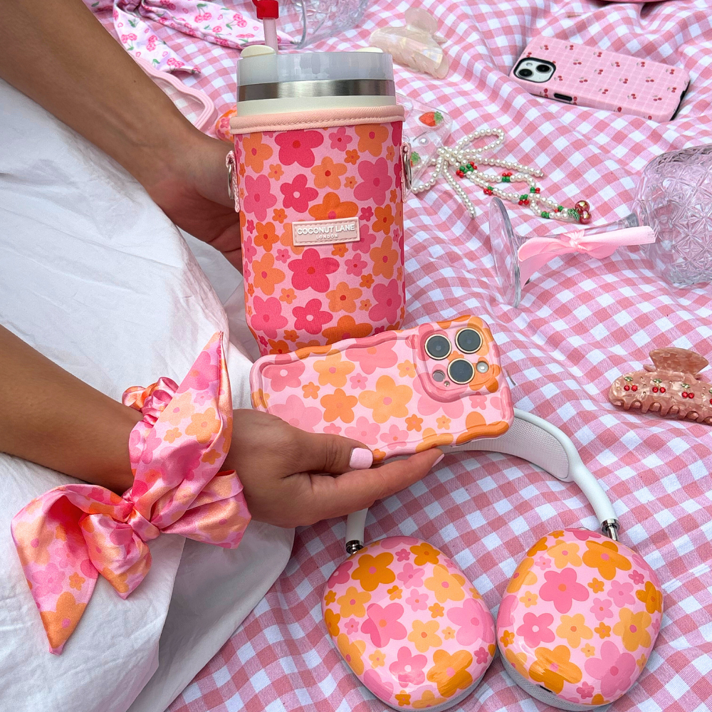 Tumbler draagtas - Pink & Orange Bloom