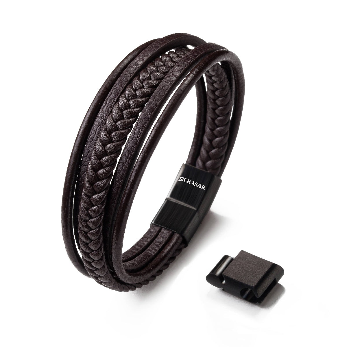 SERASAR, leren armband "Braid" voor heren