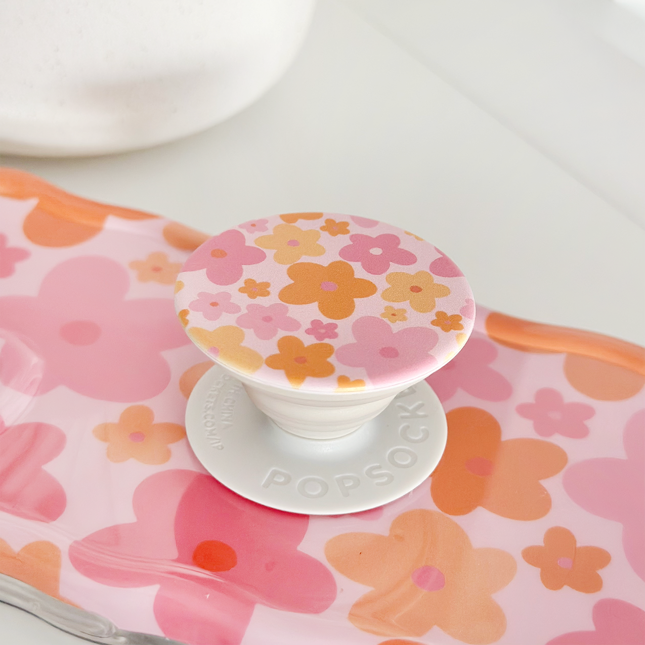 PopSocket Grip - roze en oranje bloei
