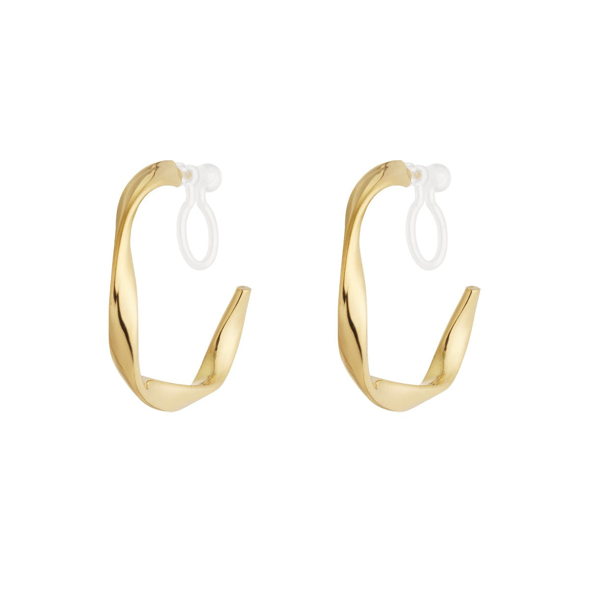 Curve clip oorbellen goud en zilverkleurig