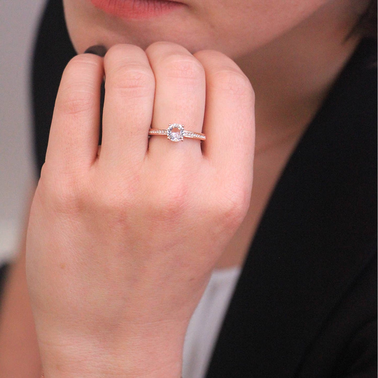 Elise Ring - Roségoud en kristal