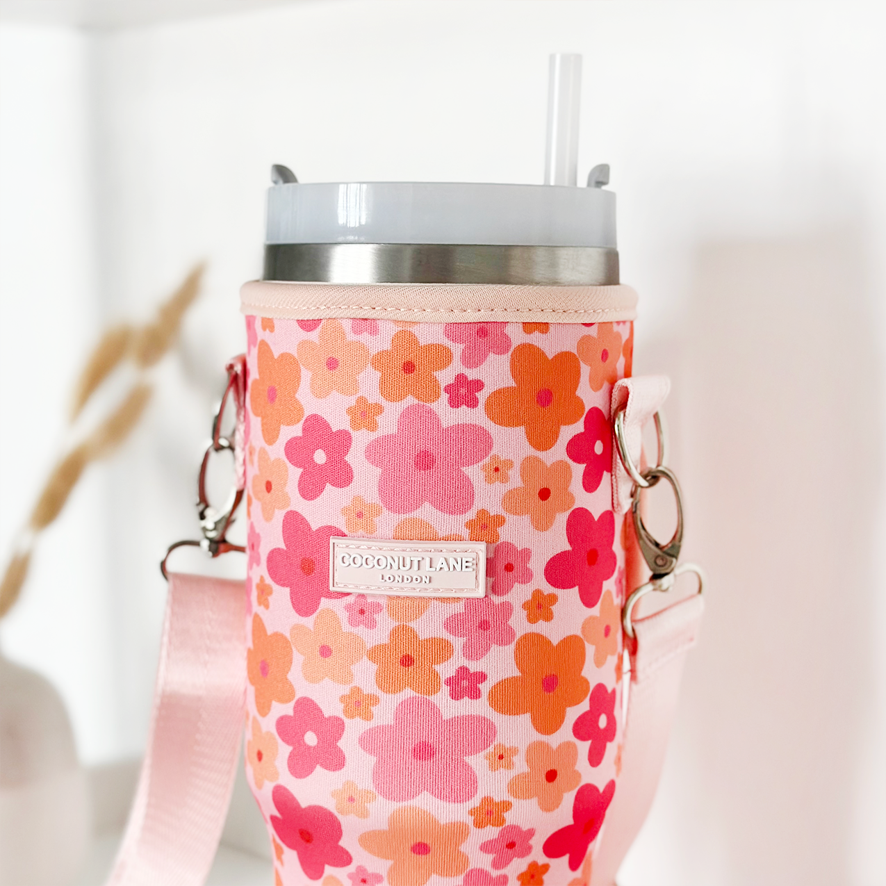 Tumbler draagtas - Pink & Orange Bloom