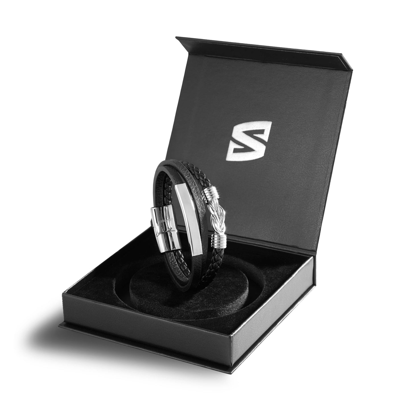 „Proud” leren armband - zilver - B040