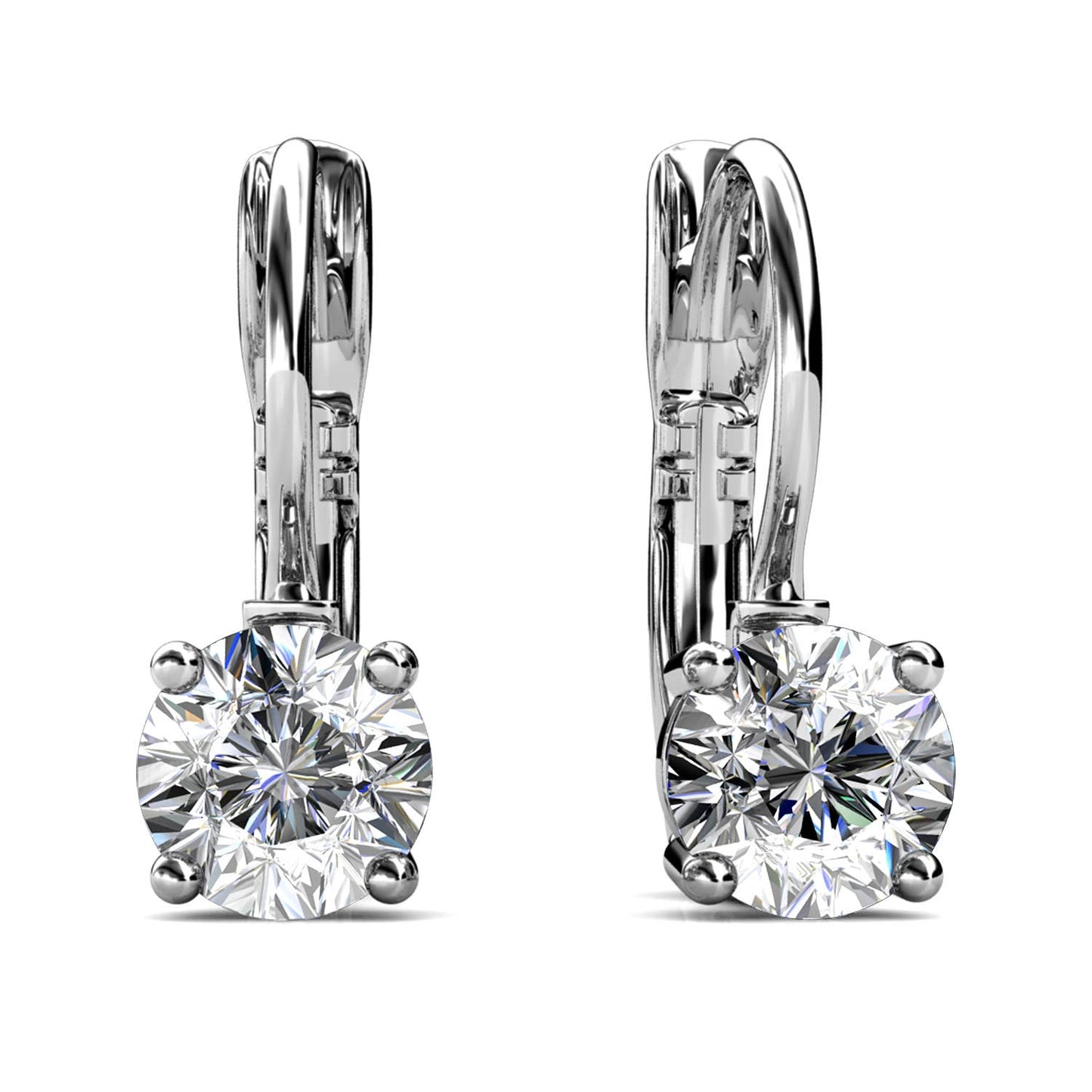 Ronde oorbellen - zilver en kristal