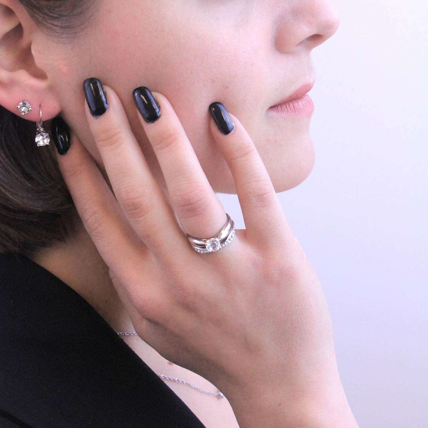 Ronde oorbellen - zilver en kristal