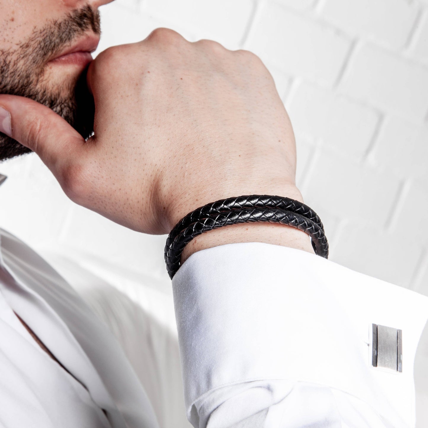 „Dubbele” leren armband