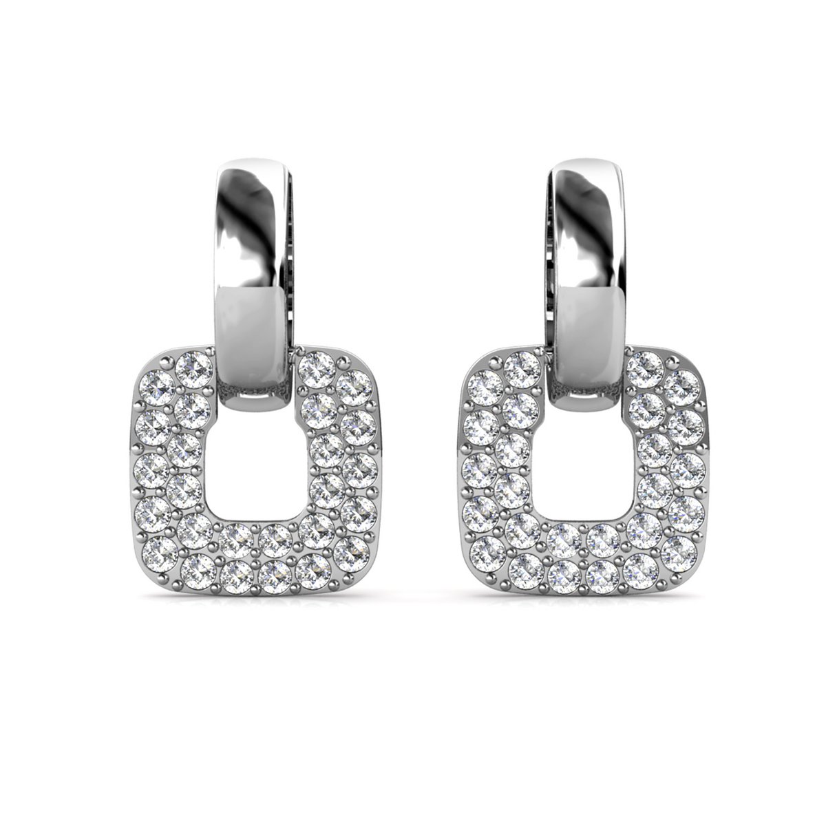 Klassieke vierkante oorbellen zilver