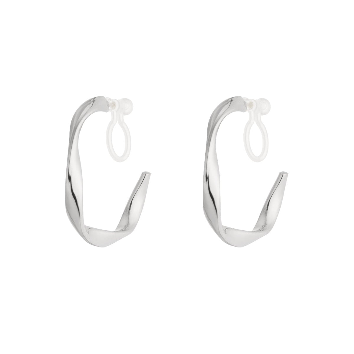 Curve clip oorbellen goud en zilverkleurig