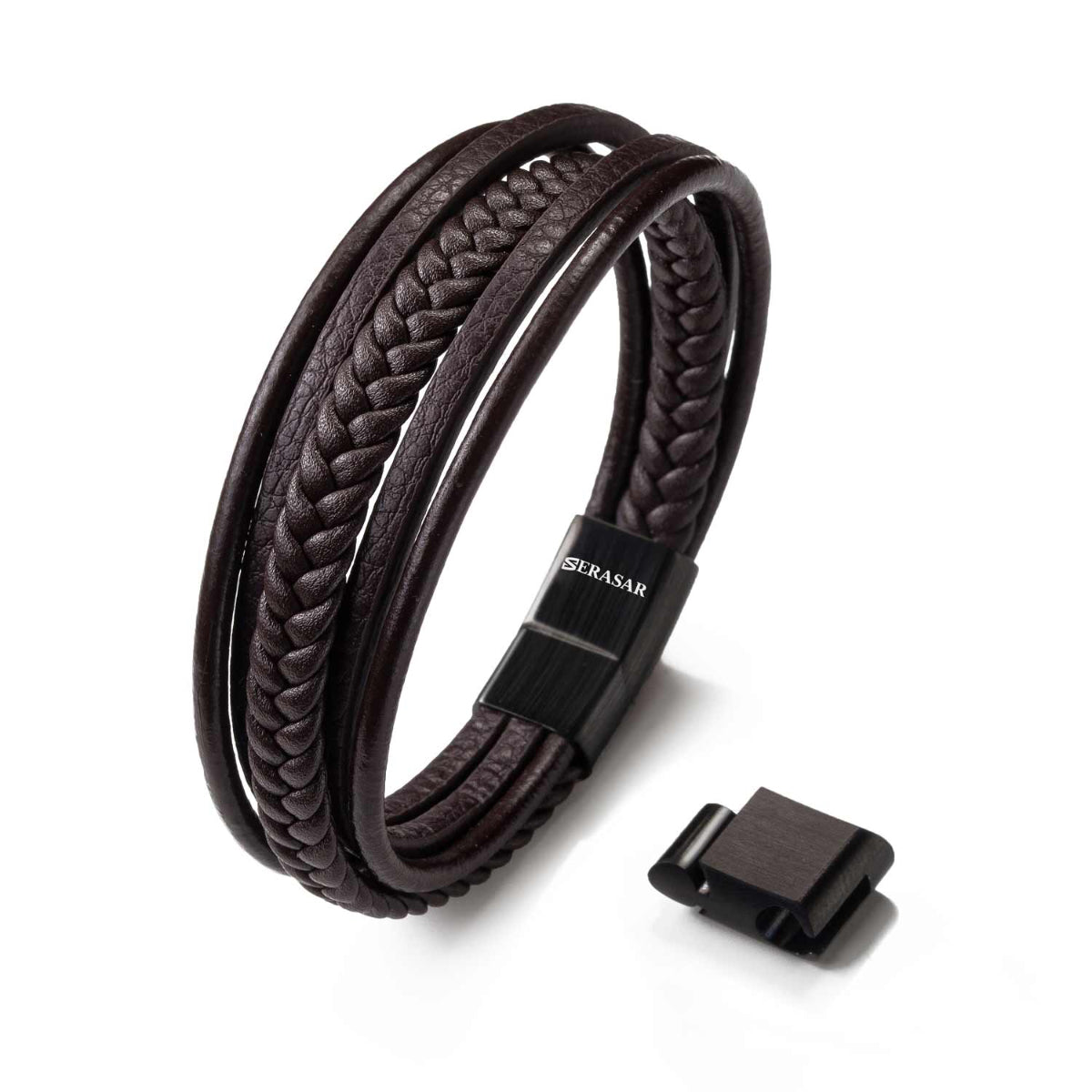 SERASAR, leren armband "Braid" voor heren