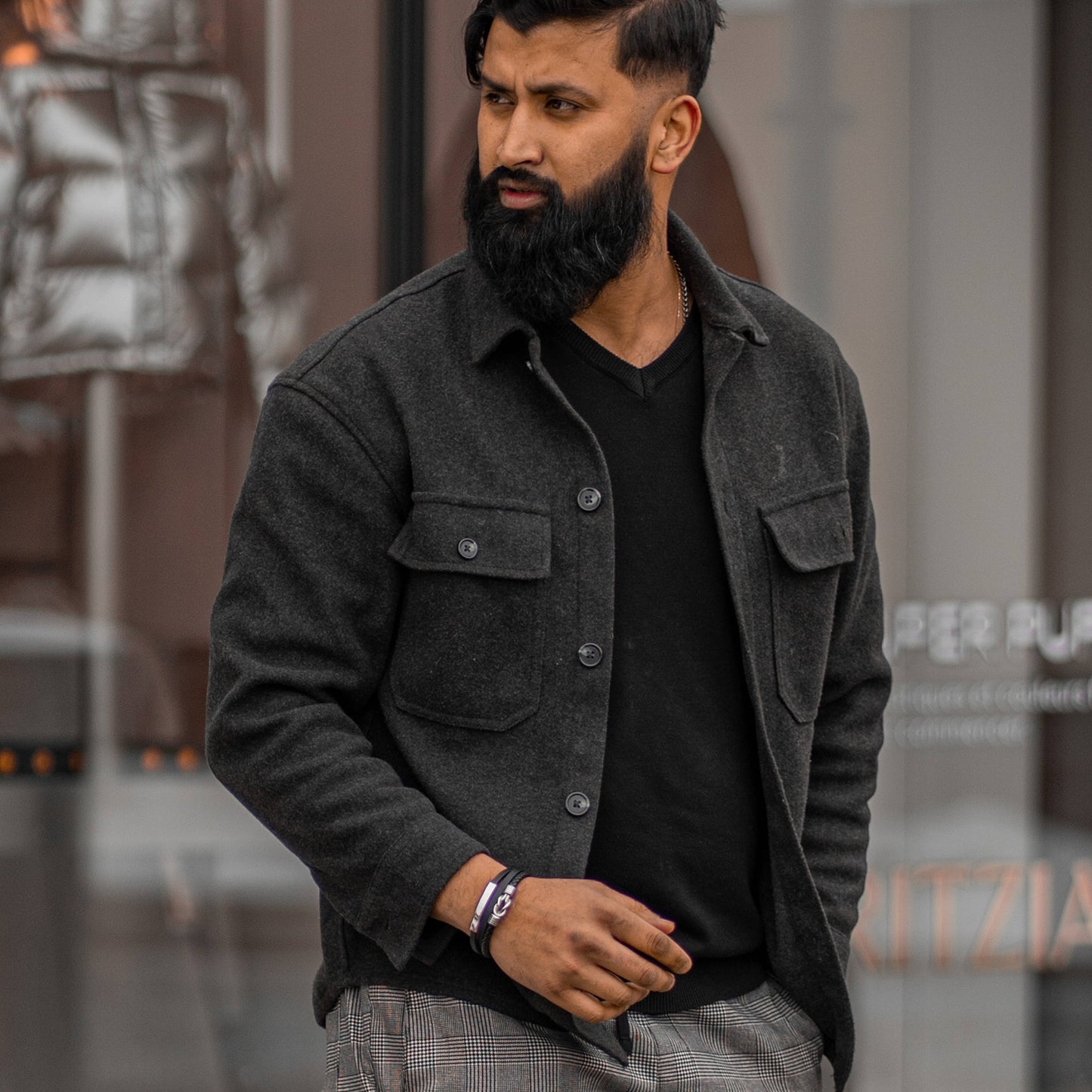 „Proud” leren armband - zilver - B040