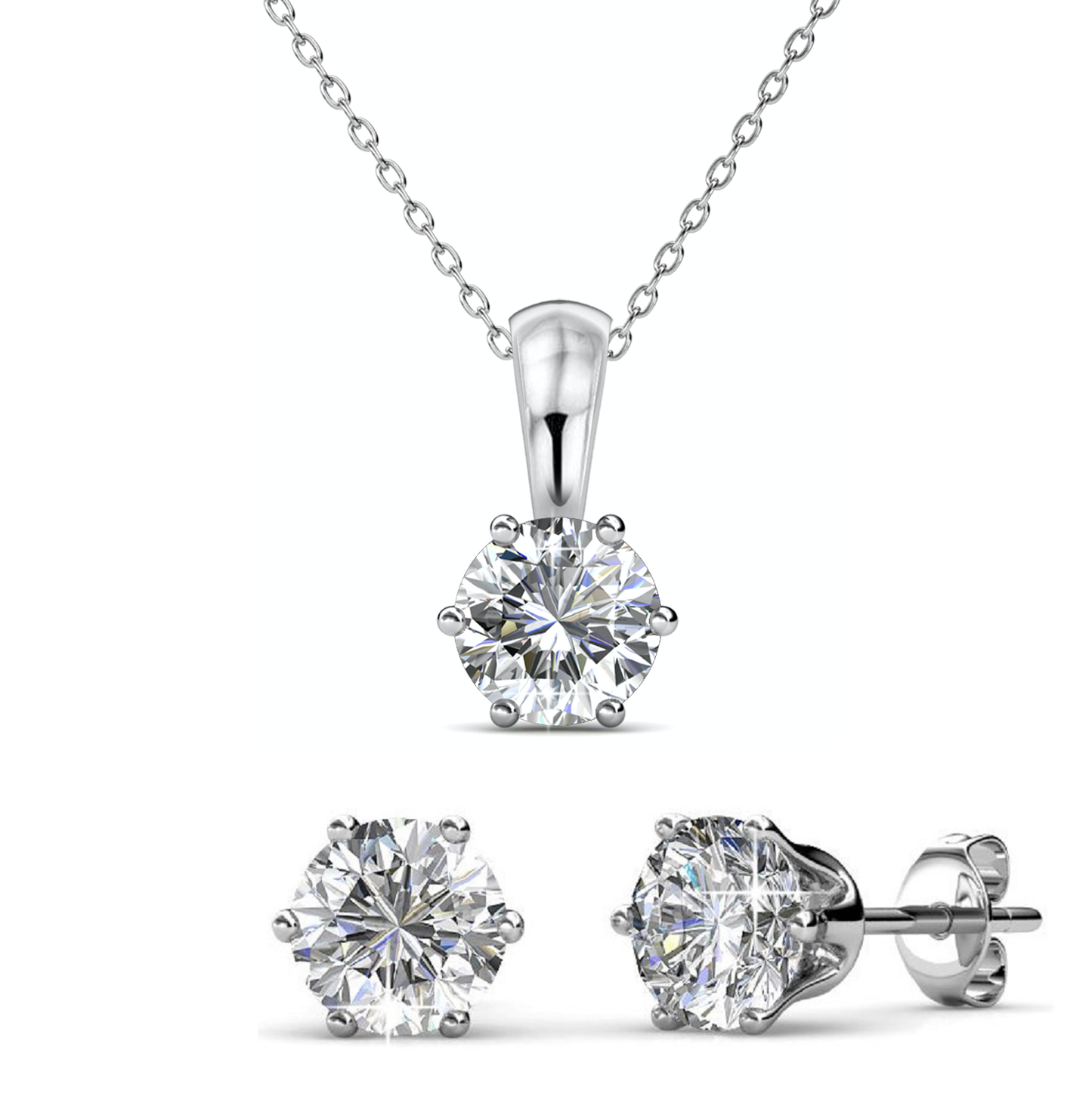 Geboortesteenset - zilver en kristal