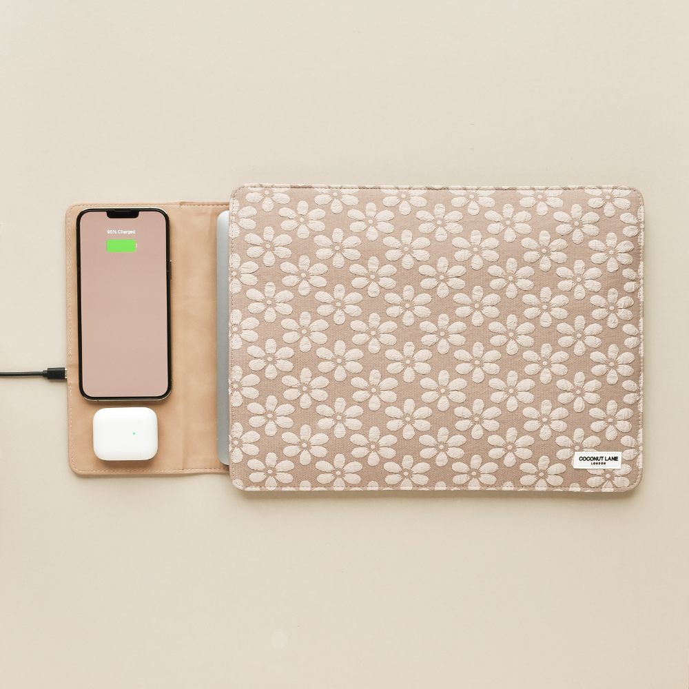Laptophoes voor draadloos opladen - Mocha Flower