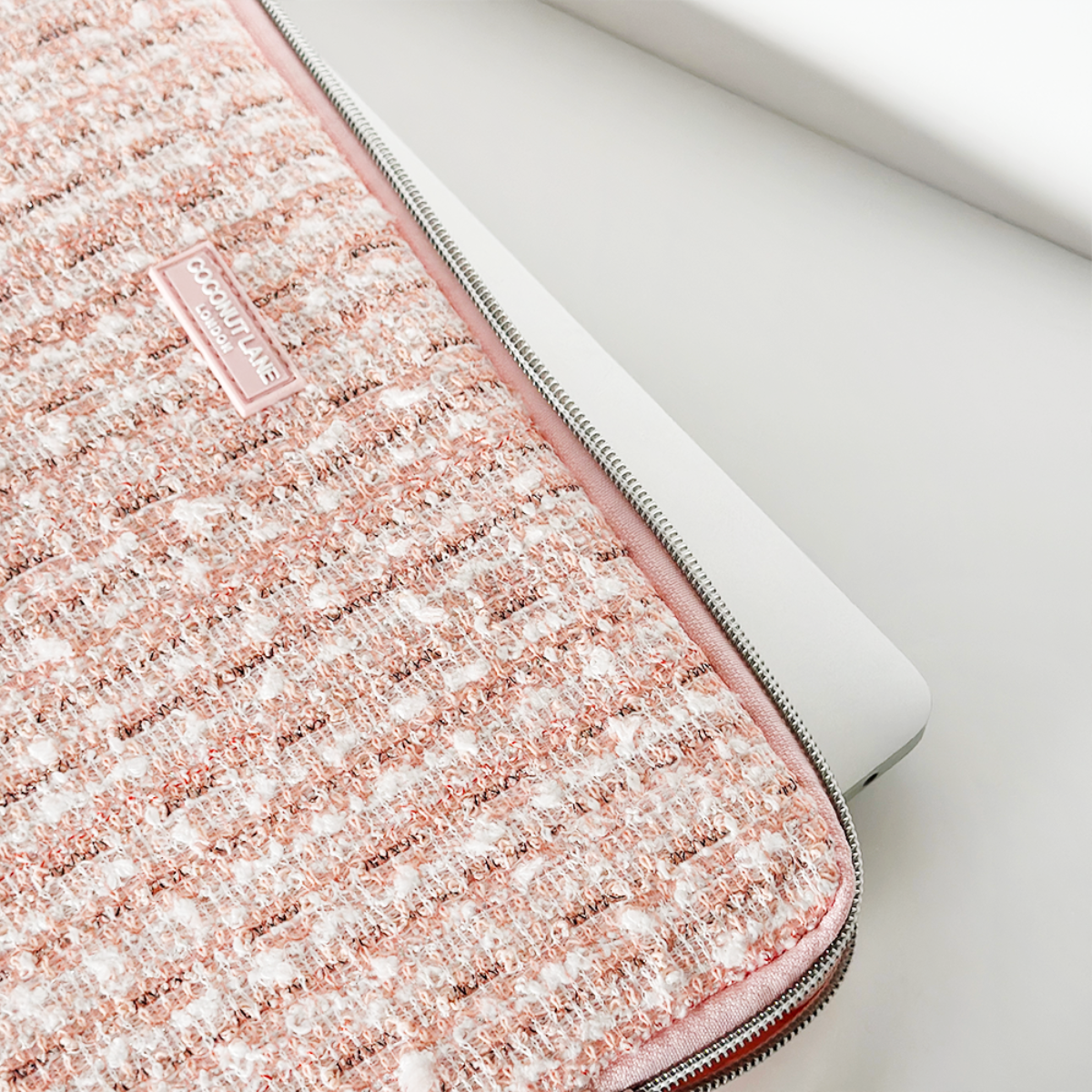 Roze Tweed Textuur Laptophoes