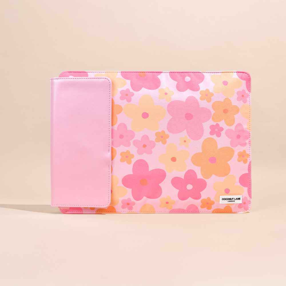 Laptophoes voor draadloos opladen - Pink & Orange Bloom