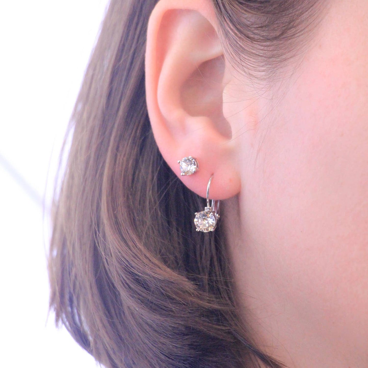 Ronde oorbellen - zilver en kristal